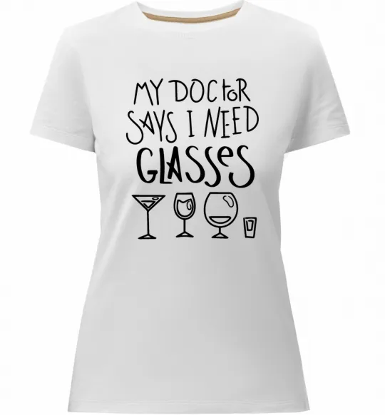 Женская премиум футболка I need some glasses Белый фото