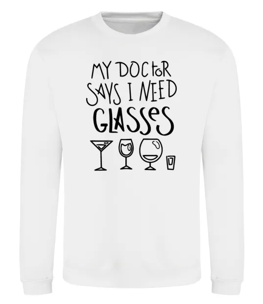 Свитшот I need some glasses Белый фото