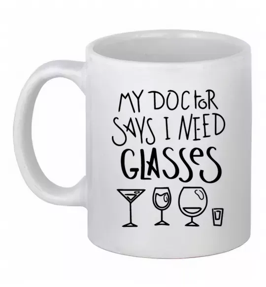 Чашка керамическая I need some glasses Белый фото
