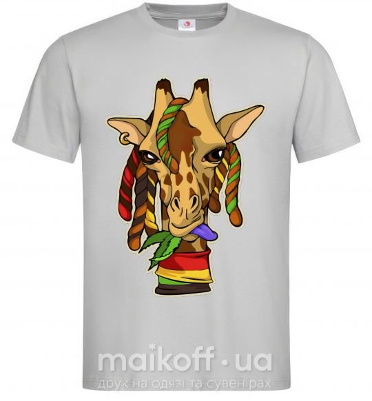 Чоловіча футболка Жираф жует траву Сірий фото