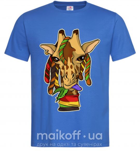 Чоловіча футболка Жираф жует траву Яскраво-синій фото