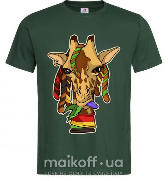 Чоловіча футболка Жираф жует траву Темно-зелений фото