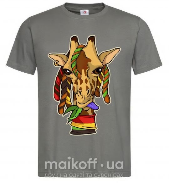 Чоловіча футболка Жираф жует траву Графіт фото