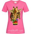 Женская футболка Жираф жует траву Ярко-розовый фото