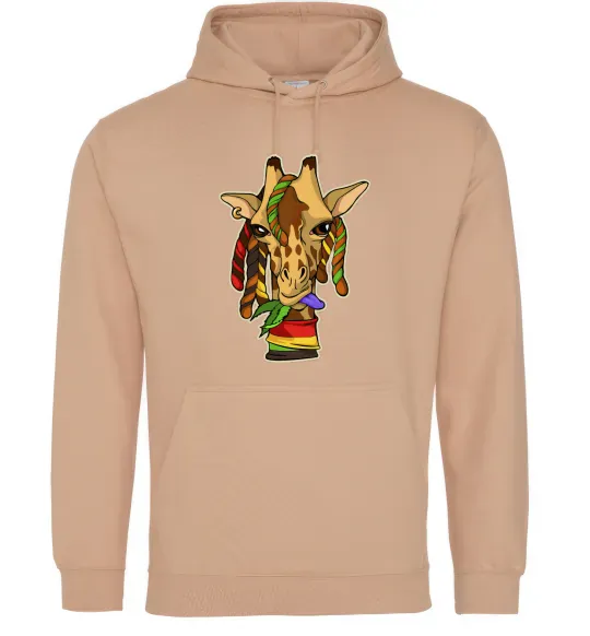 Мужская толстовка (худи) Жирафа жує траву Песочный фото