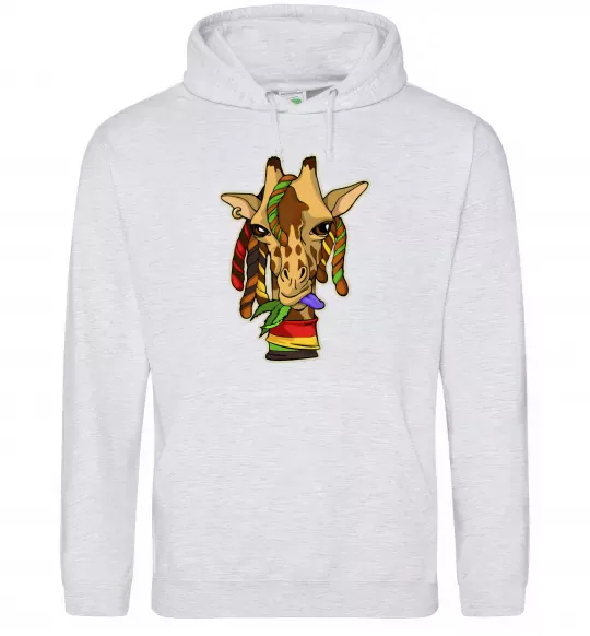 Женская толстовка (худи) Жирафа жує траву Серый меланж фото