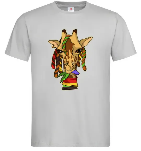 Чоловіча футболка Жирафа жує траву Сірий фото