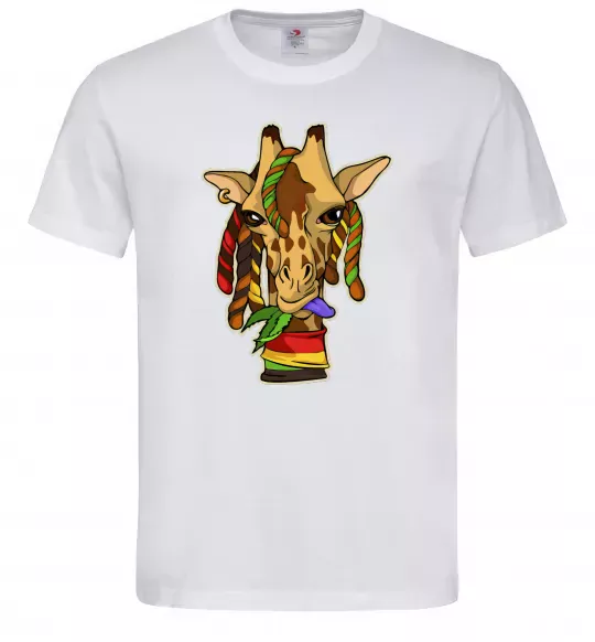 Чоловіча футболка Жирафа жує траву Білий фото