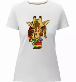 Женская премиум футболка Жираф акварель Белый фото