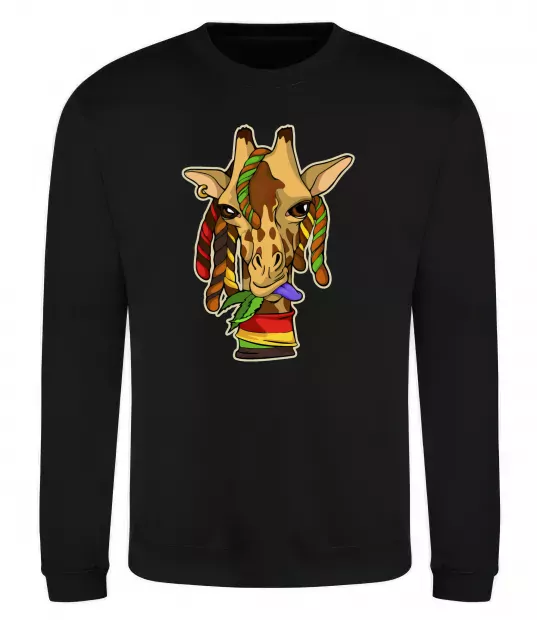 Світшот Жирафа жує траву Чорний фото