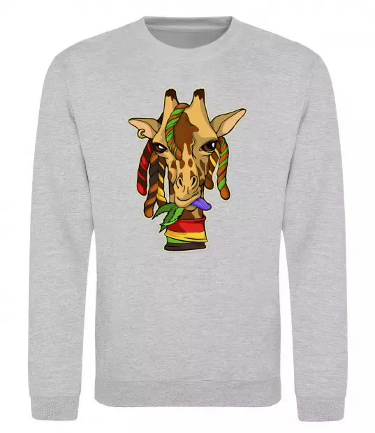 Світшот Жирафа жує траву Сірий меланж фото