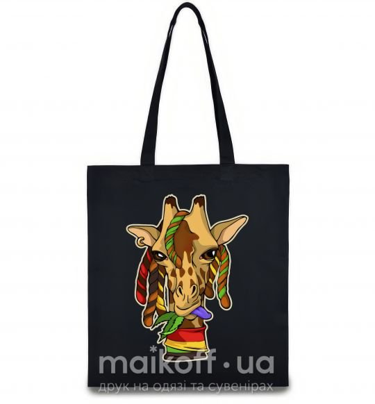 Эко-сумка Жираф жует траву Черный фото