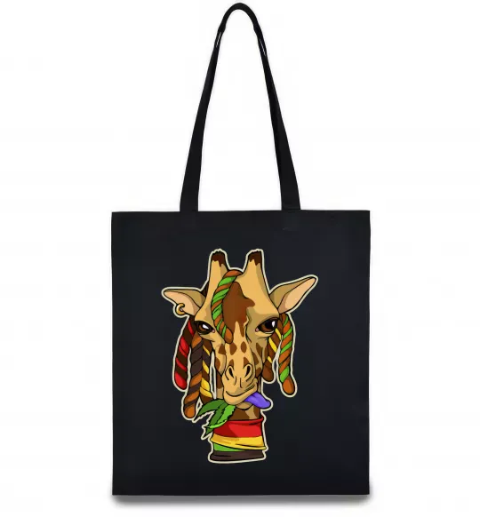 Еко-сумка Жирафа жує траву Чорний фото