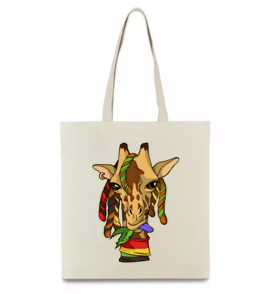 Еко-сумка Жирафа жує траву Бежевий фото