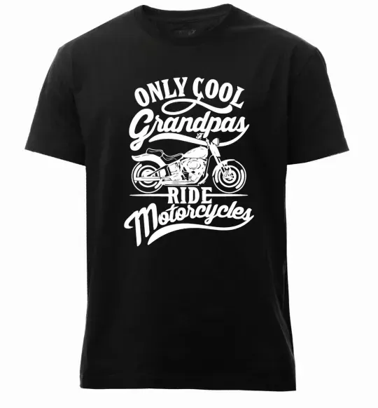 Мужская премиум футболка Only cool grandpas ride motorcycles Черный фото