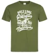Мужская футболка Only cool grandpas ride motorcycles Оливковый фото