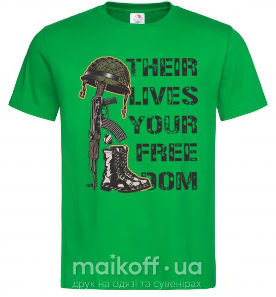 Мужская футболка Their lives your freedom Зеленый фото