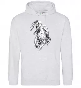 Мужская толстовка (худи) Козак з шаблею Серый меланж фото