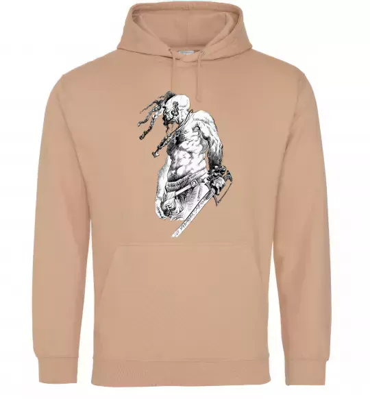 Чоловіча толстовка (худі) Козак з шаблею Пісочний фото