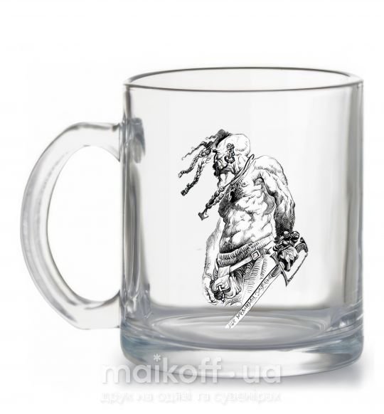 Чашка скляна Козак з шаблею Прозорий фото
