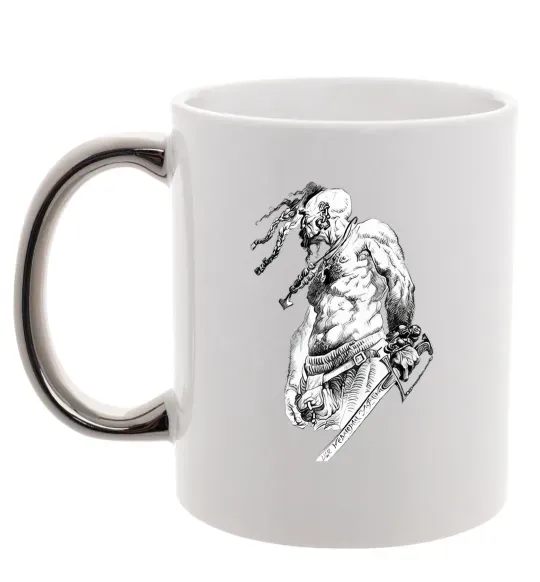 Чашка з кольоровою ручкою Козак з шаблею Срібло фото