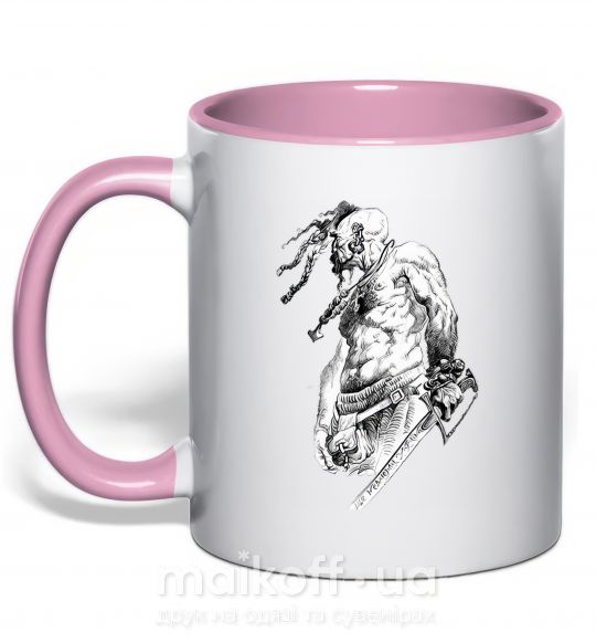 Чашка з кольоровою ручкою Козак з шаблею Ніжно рожевий фото