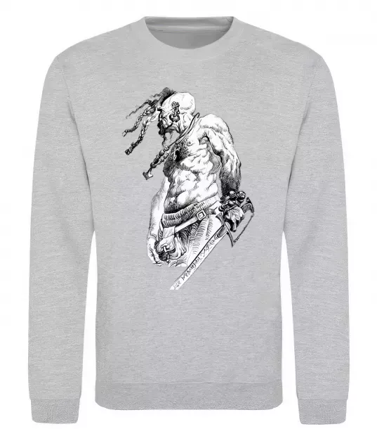 Свитшот Козак з шаблею Серый меланж фото