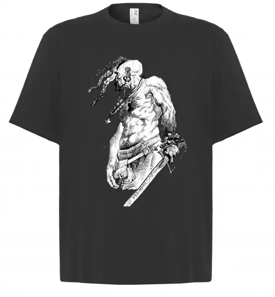 Футболка Оверсайз Козак з шаблею Черный фото