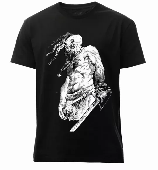 Чоловіча преміум футболка Козак з шаблею Чорний фото