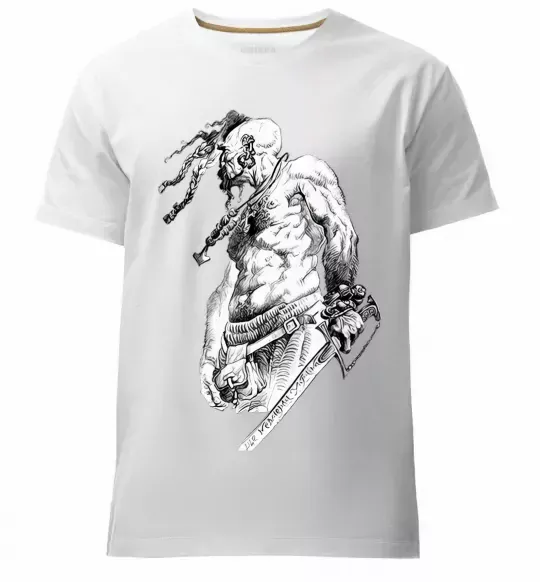 Чоловіча преміум футболка Козак з шаблею Білий фото