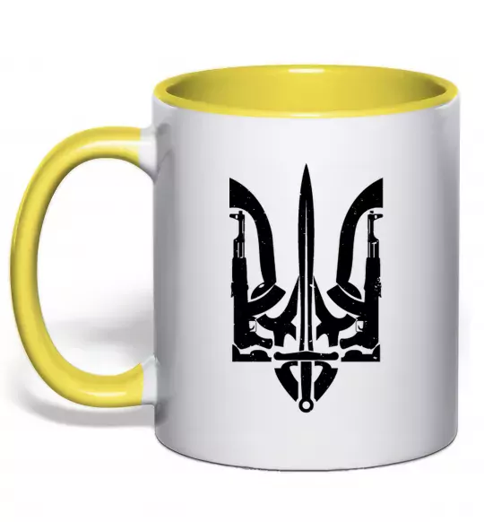 Чашка з кольоровою ручкою Герб зі зброї Сонячно жовтий фото