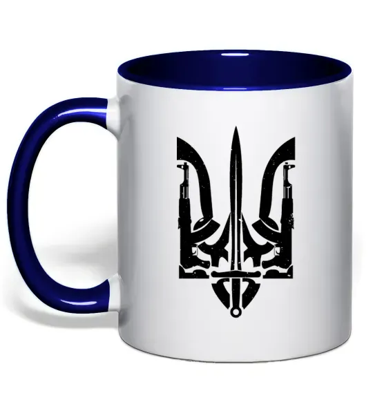 Чашка з кольоровою ручкою Герб зі зброї Глибокий темно-синій фото