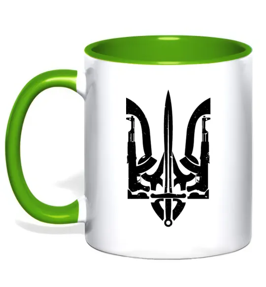 Чашка с цветной ручкой Герб зі зброї Лаймовый фото