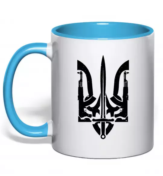 Чашка з кольоровою ручкою Герб зі зброї Блакитний фото