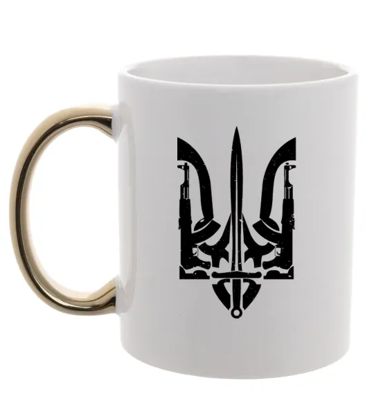 Чашка з кольоровою ручкою Герб зі зброї Золото фото