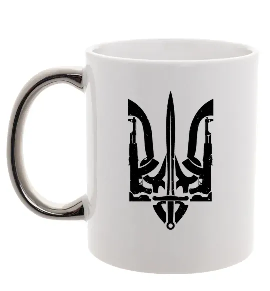 Чашка з кольоровою ручкою Герб зі зброї Срібло фото