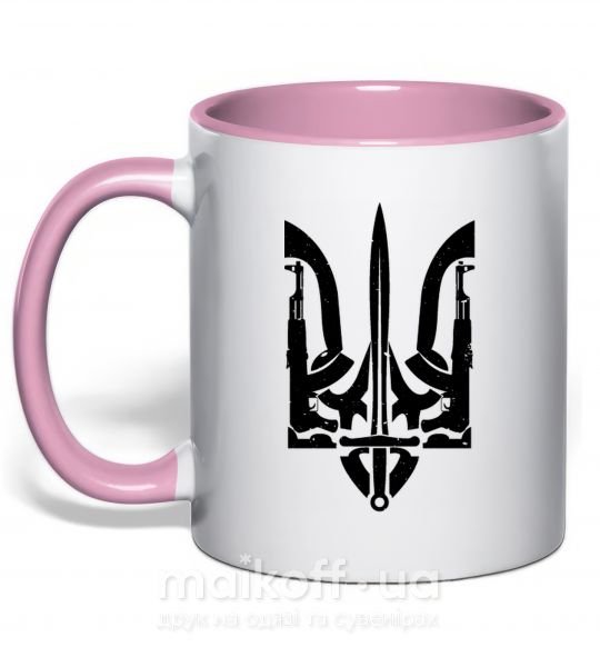 Чашка с цветной ручкой Герб зі зброї Нежно розовый фото