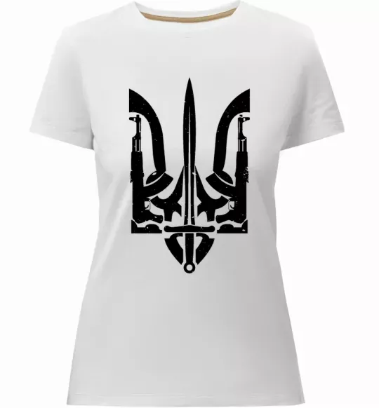 Женская премиум футболка Герб зі зброї Белый фото