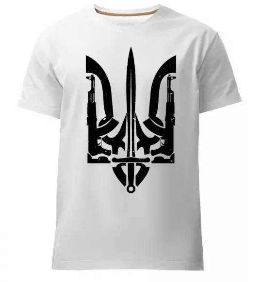 Мужская премиум футболка Герб зі зброї Белый фото