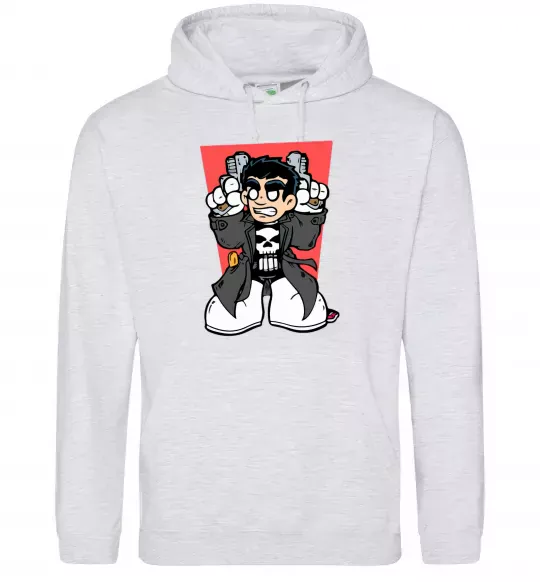Мужская толстовка (худи) Punisher grafity Серый меланж фото