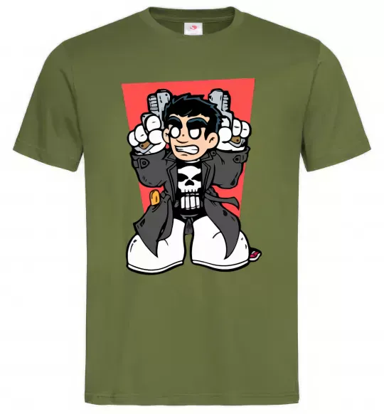 Чоловіча футболка Punisher grafity Оливковий фото