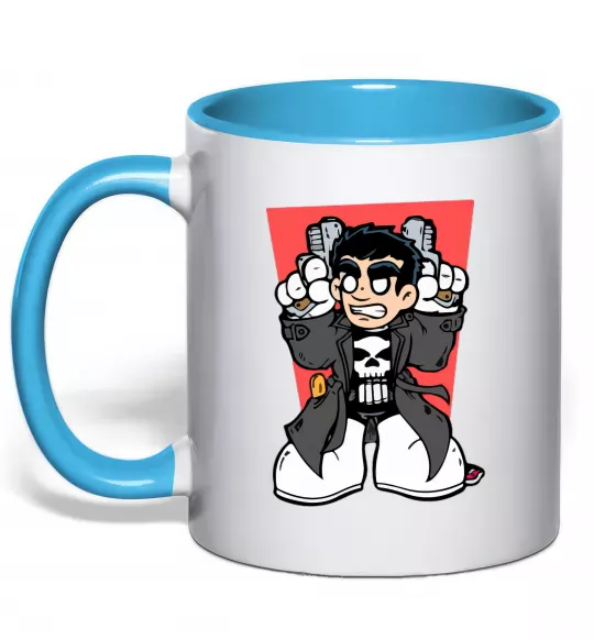 Чашка з кольоровою ручкою Punisher grafity Блакитний фото