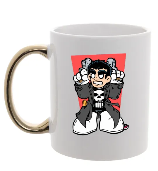 Чашка з кольоровою ручкою Punisher grafity Золото фото