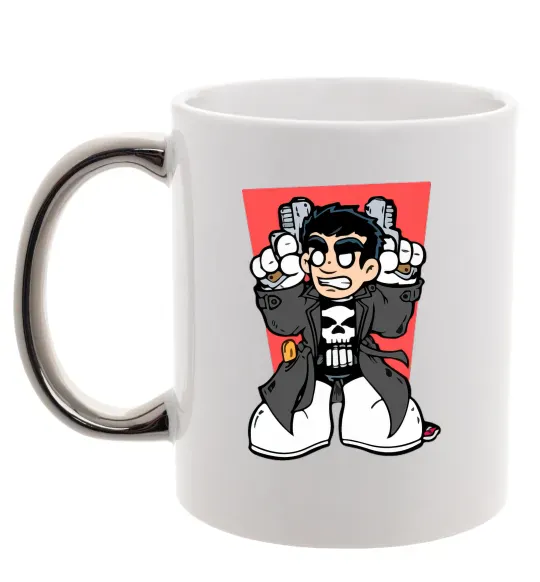 Чашка з кольоровою ручкою Punisher grafity Срібло фото