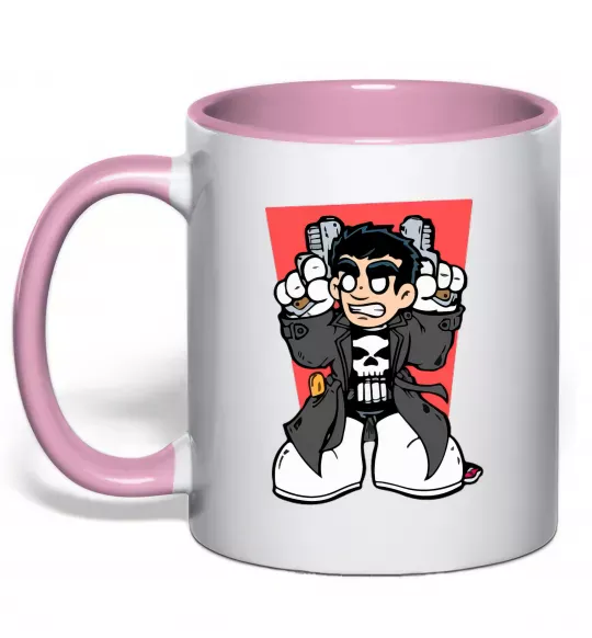 Чашка з кольоровою ручкою Punisher grafity Ніжно рожевий фото