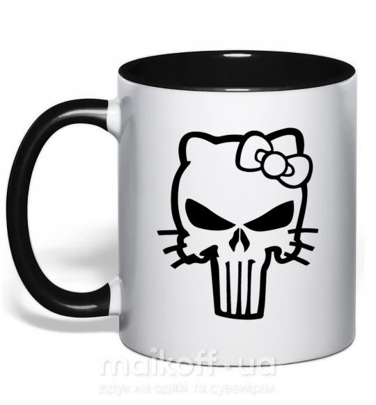 Чашка з кольоровою ручкою Hello kitty Punisher Чорний фото