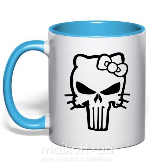 Чашка з кольоровою ручкою Hello kitty Punisher Блакитний фото