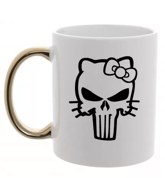 Чашка з кольоровою ручкою Hello kitty Punisher Золото фото