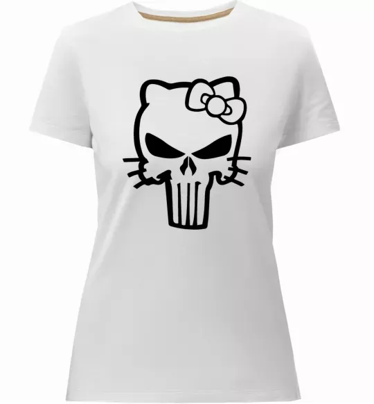Жіноча преміум футболка Hello kitty Punisher Білий фото