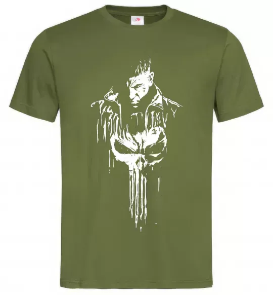 Чоловіча футболка Punisher white Оливковий фото